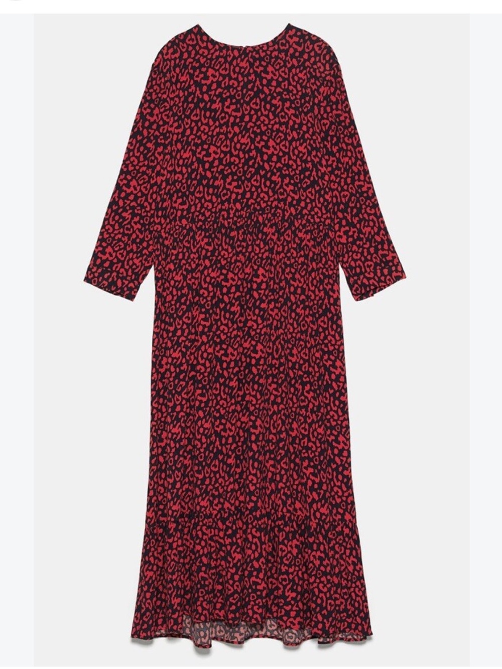 ZARA Red Black Leopard Print Midi Maxi Dress SZ SM - Picture 2 of 9